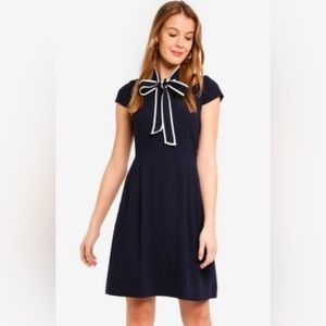 JCrew Tie Neck Navy Dress